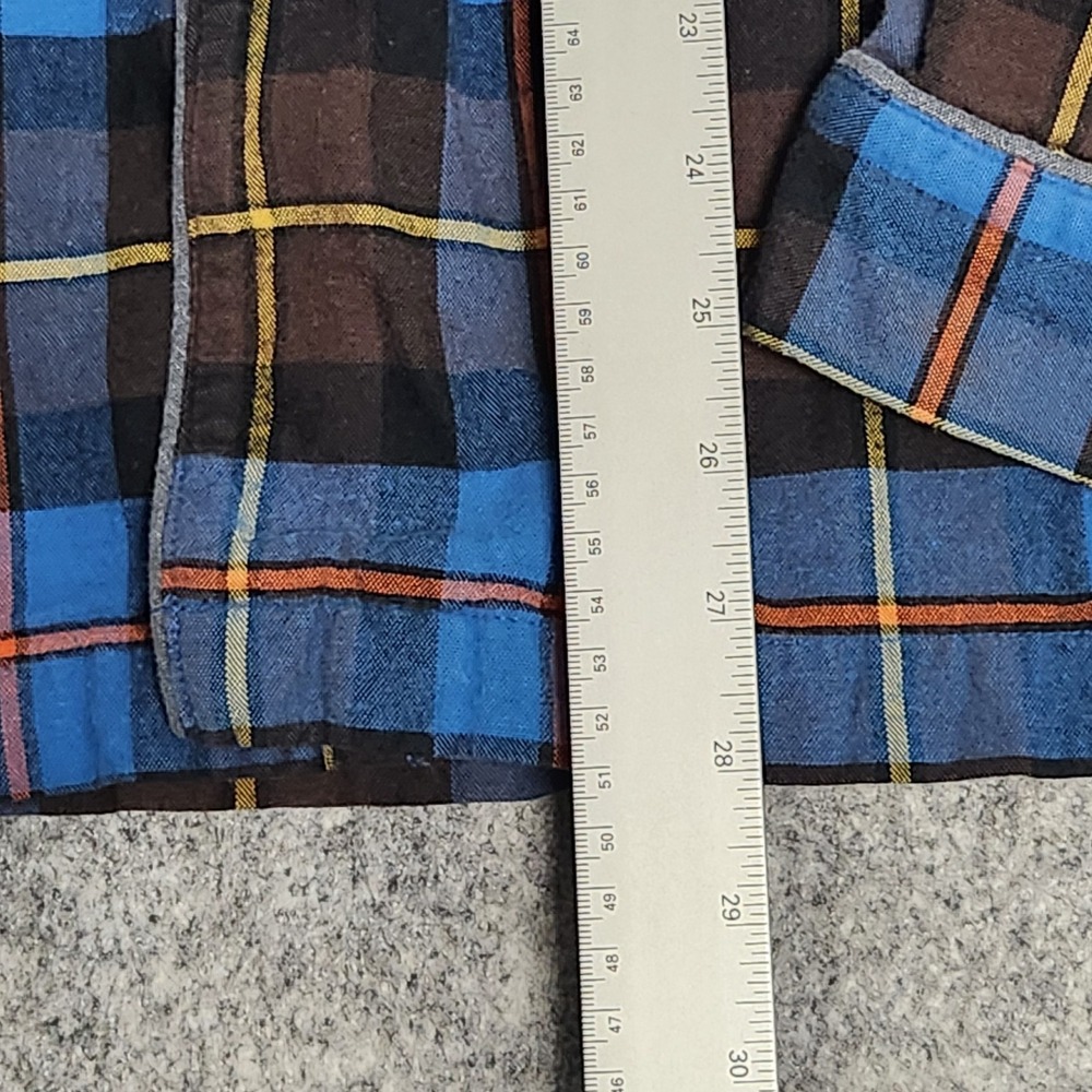 LL Bean Flannel Pajama Shirt Men XL Blue Scotch Plaid Sleepwear Button Camping - Picture 4 of 6